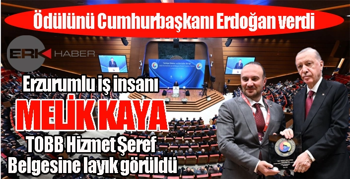 Erzurumlu İş insanı Kaya'ya hizmet şeref belgesi