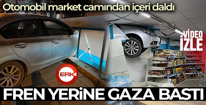 Fren yerine gaza bastı, marketin içine daldı