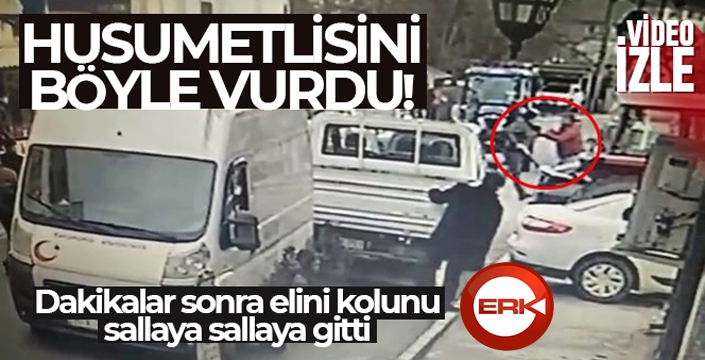 Husumetlisini böyle vurdu, dakikalar sonra elini kolunu sallaya sallaya gitti