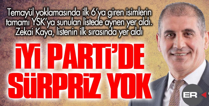 İYİ Parti temayüle uydu, Zekai Kaya liste başı