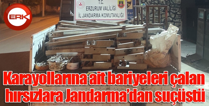 Karayollarına ait bariyeleri çalan hırsızlara Jandarma’dan suçüstü