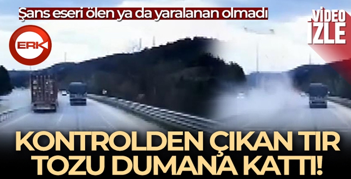 Karayolunda tırın kaza anları kamerada