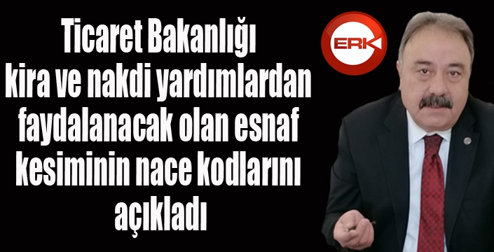 Kira ve nakdi yardımlardan faydalanacak olan esnaf kesiminin nace kodlarını açıkladı