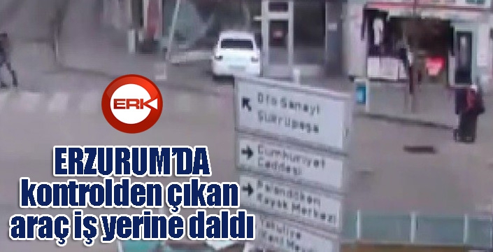 Kontrolden çıkan araç iş yerine daldı