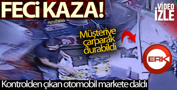 Kontrolden çıkan otomobil markete daldı: 1 yaralı