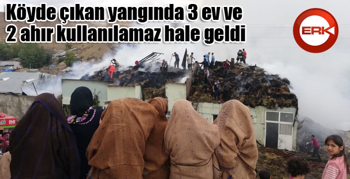 Köyde çıkan yangında 3 ev ve 2 ahır kullanılamaz hale geldi