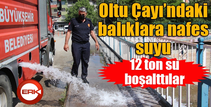 Kuruyan Oltu Çayı’ndaki balıklara nefes olabilmek için 12 ton su boşalttılar