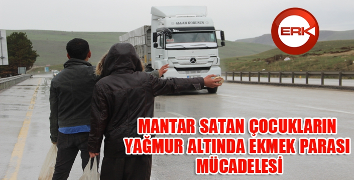 Mantar satan çocukların yağmur altında ekmek parası mücadelesi