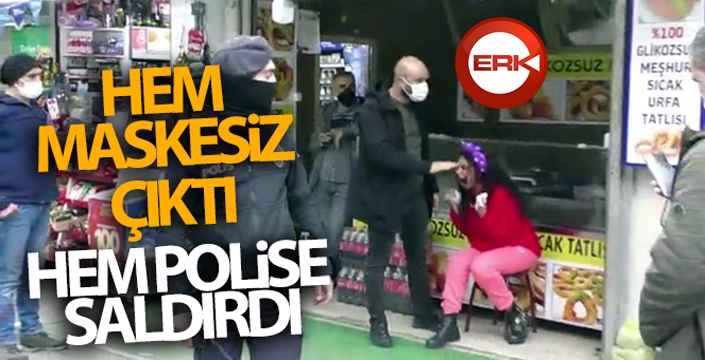 Maskesiz kadın önce polise saldırdı, ardından çığlık atarak kaçmaya başladı