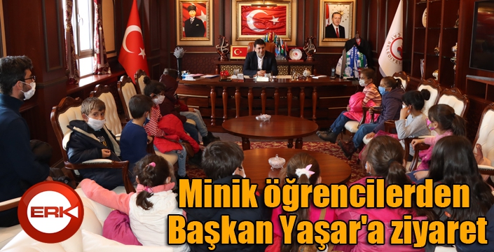 Minik öğrencilerden Başkan Yaşar'a ziyaret