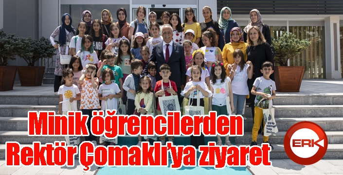 Minik öğrencilerden Rektör Çomaklı’ya ziyaret