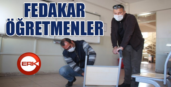 Okulda öğrencilerin olmayışını fırsata çevirip tadilat yapıyorlar