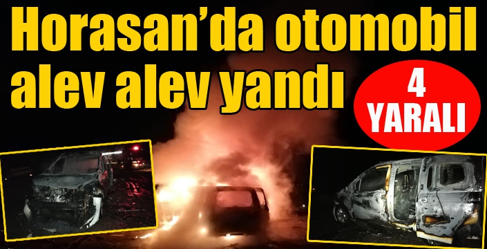 Otomobil alev alev yandı: 4 yaralı 