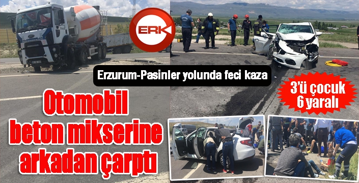 Otomobil, beton mikserine çarptı: 6 yaralı...