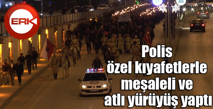 Polislerden Türk Polis Teşkilatı’nın yıl dönümüne özel meşaleli ve atlı yürüyüş