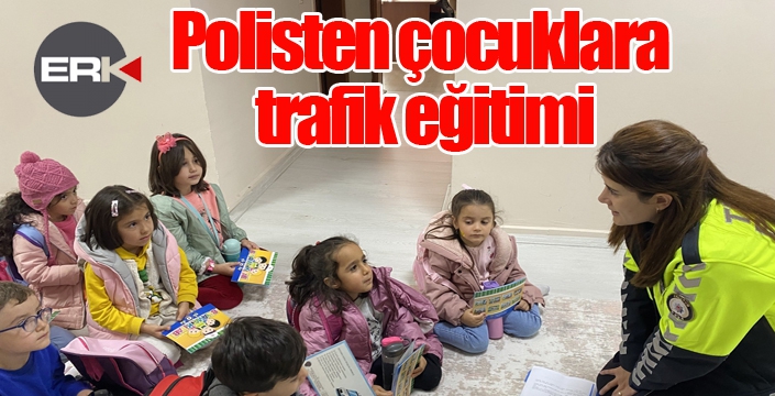 Polisten çocuklara trafik eğitimi