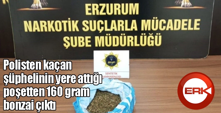 Polisten kaçan şüphelinin yere attığı poşetten 160 gram bonzai çıktı