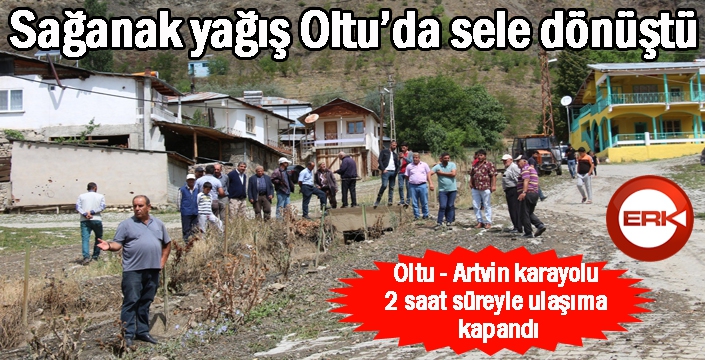 Sağanak yağış Oltu’da sele dönüştü