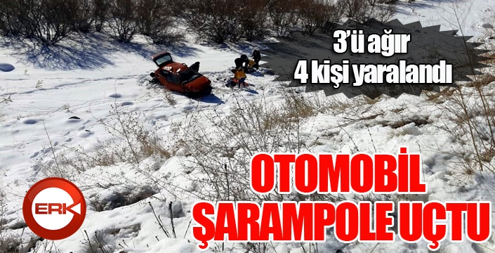 Şarampole uçan otomobildeki 3’ü ağır toplam 4 kişi yaralandı