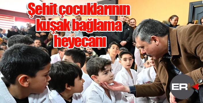 Şehit çocuklarının kuşak bağlama heyecanı