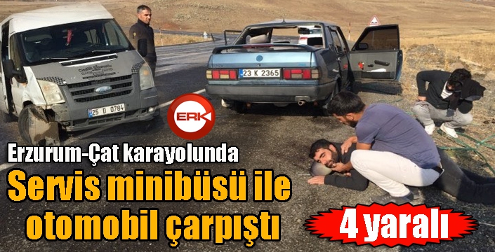 Servis minibüsü ile otomobil çarpıştı: 4 yaralı