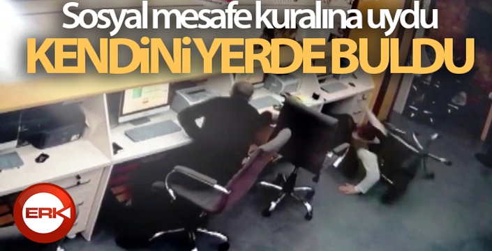 Sosyal mesafe kuralına uydu, kendini yerde buldu