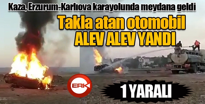 Takla atan otomobil alev alev yandı: 1 yaralı