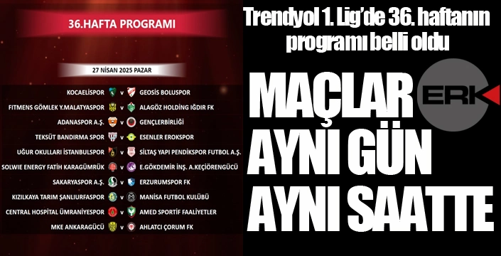 Trendyol 1. Lig’de 36. haftanın programı belli oldu