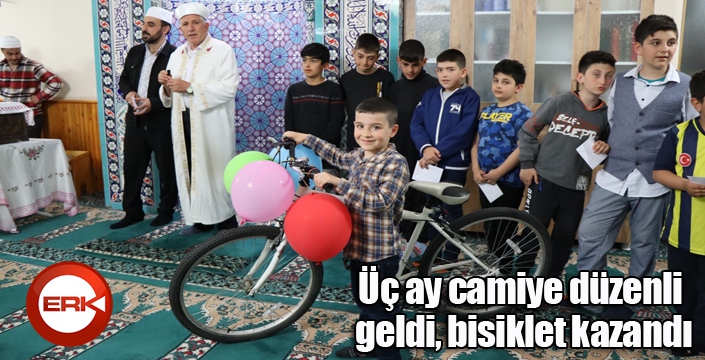 Üç ay camiye düzenli geldi, bisiklet kazandı