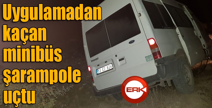 Uygulamadan kaçan minibüs şarampole uçtu
