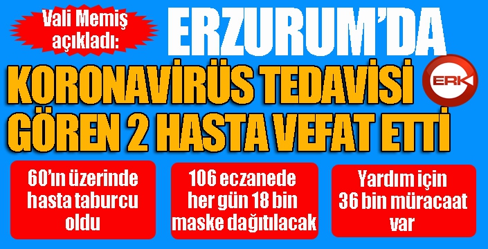Vali Memiş: “Erzurum’da 2 hastamızı kaybettik 60’ın üzerinde taburcumuz var”