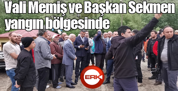 Vali Memiş ve Başkan Sekmen yangın bölgesinde...