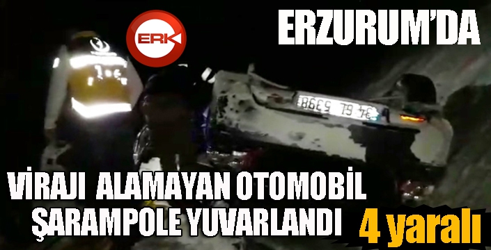 Virajı alamayan otomobil şarampole yuvarlandı: 4 yaralı