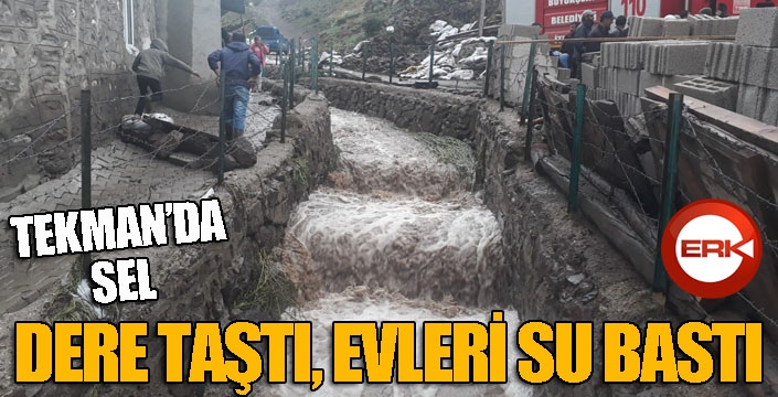 Yağış sonrası dere taştı, evleri su bastı