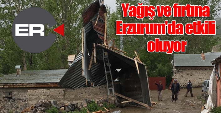Yağış ve fırtına Erzurum'da etkili oluyor