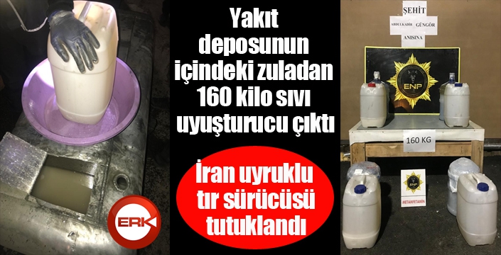 Yakıt deposunun içindeki zuladan 160 kilo sıvı uyuşturucu çıktı