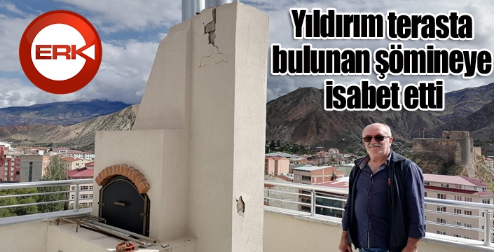 Yıldırım terasta bulunan şömineye isabet etti