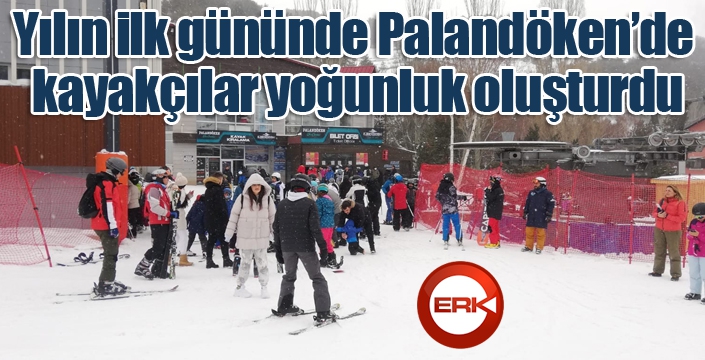 Yılın ilk gününde Palandöken’de kayakçılar yoğunluk oluşturdu