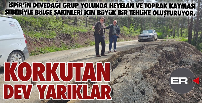 Yolda oluşan dev yarıklar korkutuyor