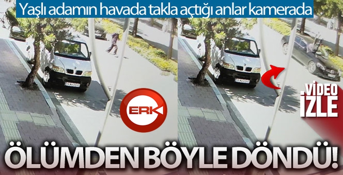 Yolun karşısına geçmeye çalışan yaşlı adamın ölümden döndüğü anlar kamerada